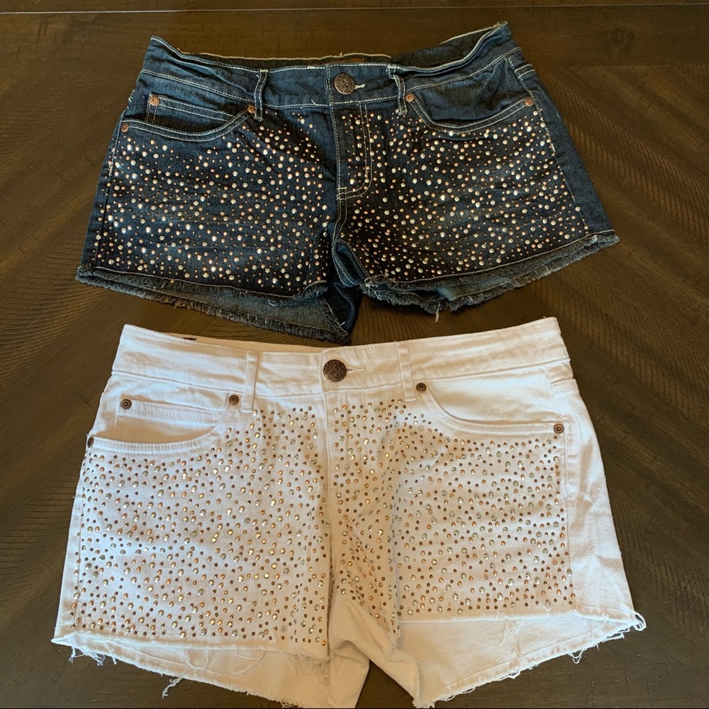 Two pairs of embellished denim shorts! Size 11